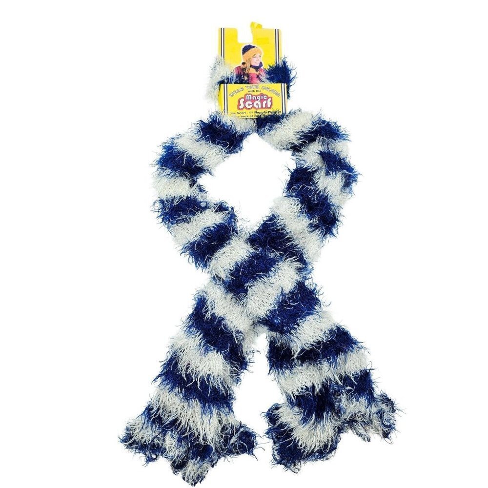 Magic Scarf Blue White Stripe Super Soft Versitile Winter Outdoor Apparel Womens